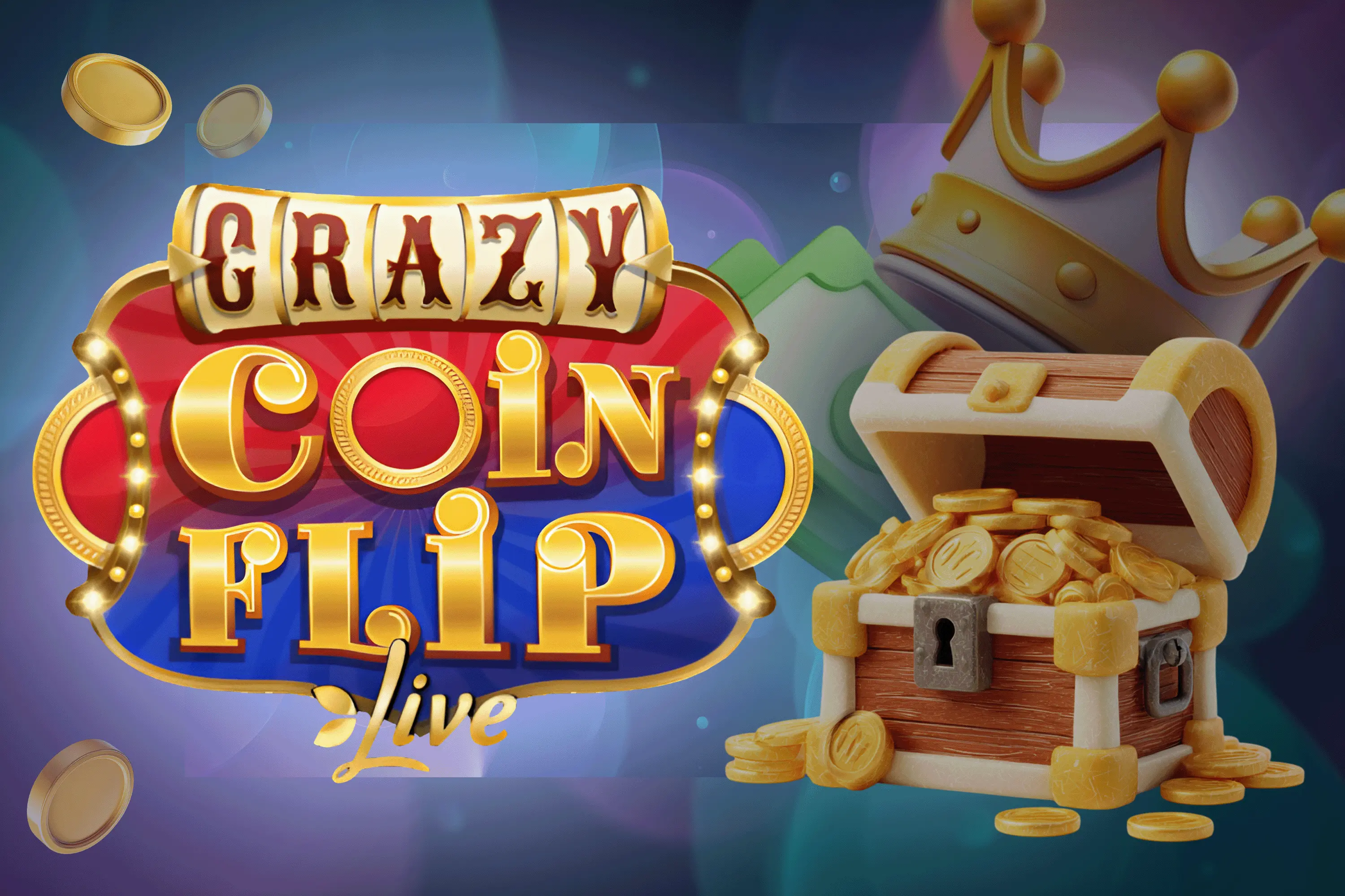Crazy Time Coin Flip bonus game showing red and blue multiplier sides